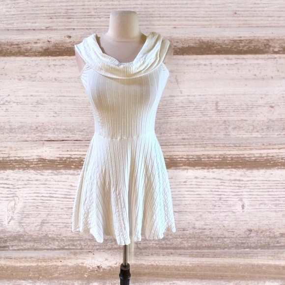Off White Cream Dress B Original Boutique Knit A Line Medium Women Fit and Flare - Picture 5 of 12